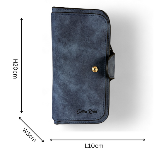 Large BLUE Cotton Road PU Leather Wallet