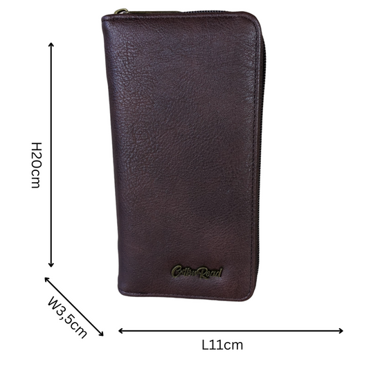 Large BROWN Cotton Road PU Leather CARD Holder