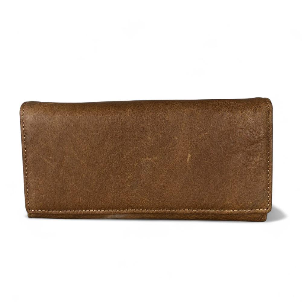 Large BROWN VIVACE Genuine Leather Wallet with Twin Zip Pockets