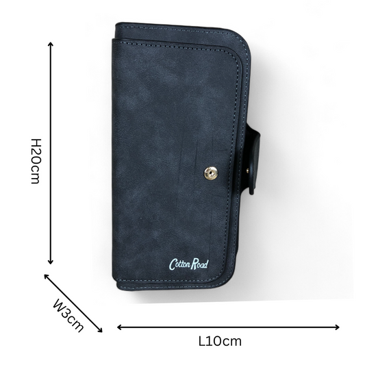 Large CHARCOAL BLACK Cotton Road PU Leather Wallet
