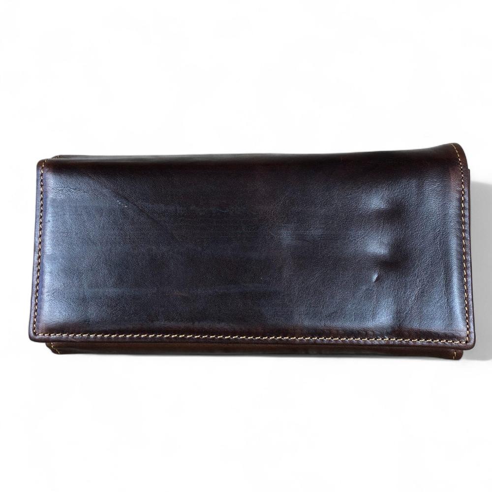 Large COFFEE BROWN VIVACE Genuine Leather Wallet with Twin Zip Pockets