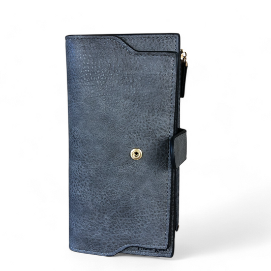 Large GREY Cotton Road PU Leather Wallet with CLIP