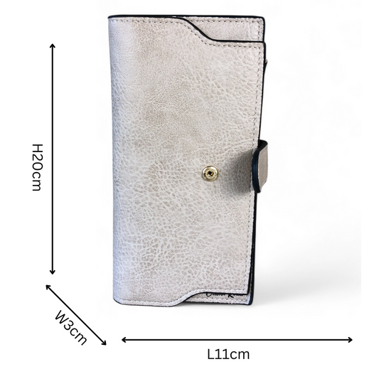 Large KHAKI Cotton Road PU Leather Wallet with CLIP