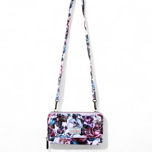 Large PINK FLORAL Cotton Road PVC Cellphone Sling Wallet