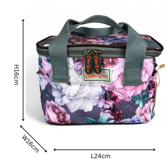 MAUVE FLORAL PVC Cotton Road Lunch Box Cooler Bag