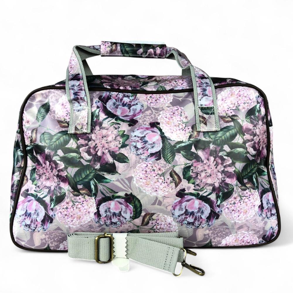 MAUVE FLORAL PVC Overnight Cotton Road Travel Bag