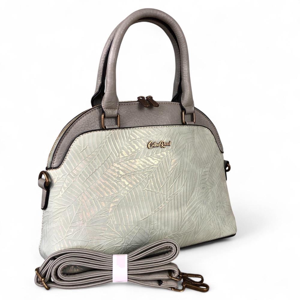 MINT GREEN Cotton Road PU Leather Handbag with EMBOSSED Panel