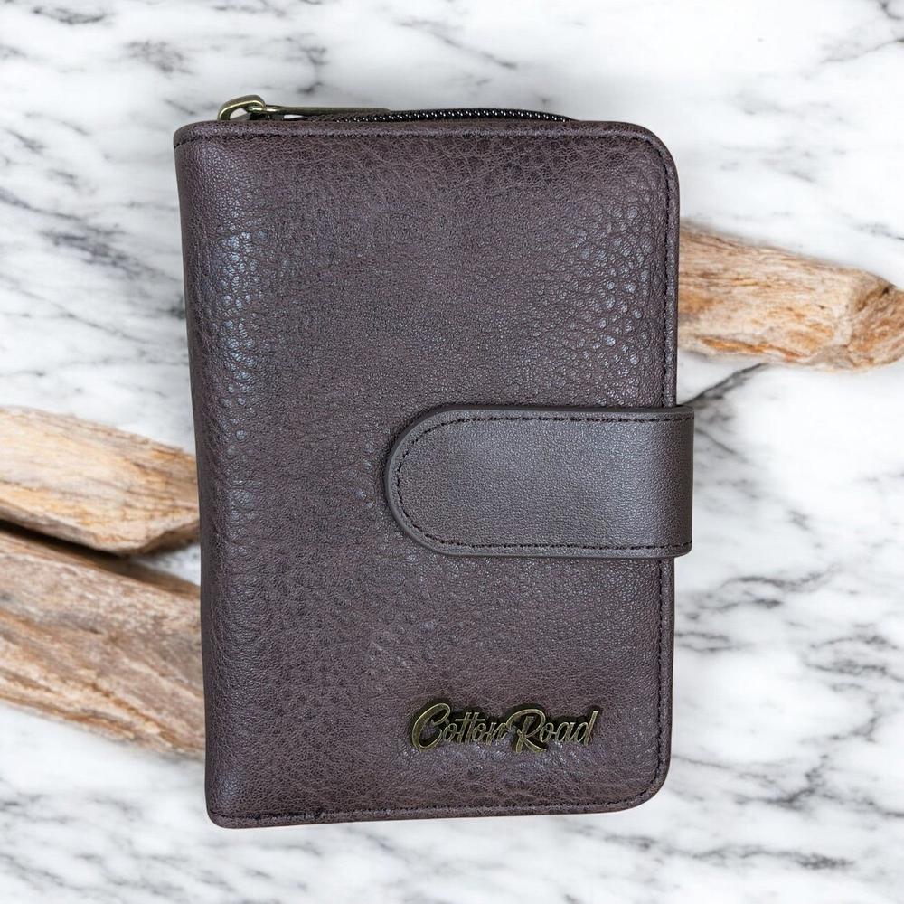 Medium BROWN Cotton Road PU Leather Wallet with CLIP
