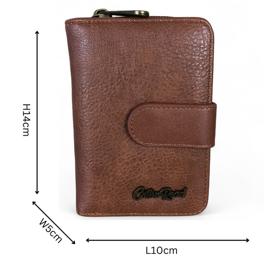 Medium TAN BROWN Cotton Road PU Leather Wallet with CLIP
