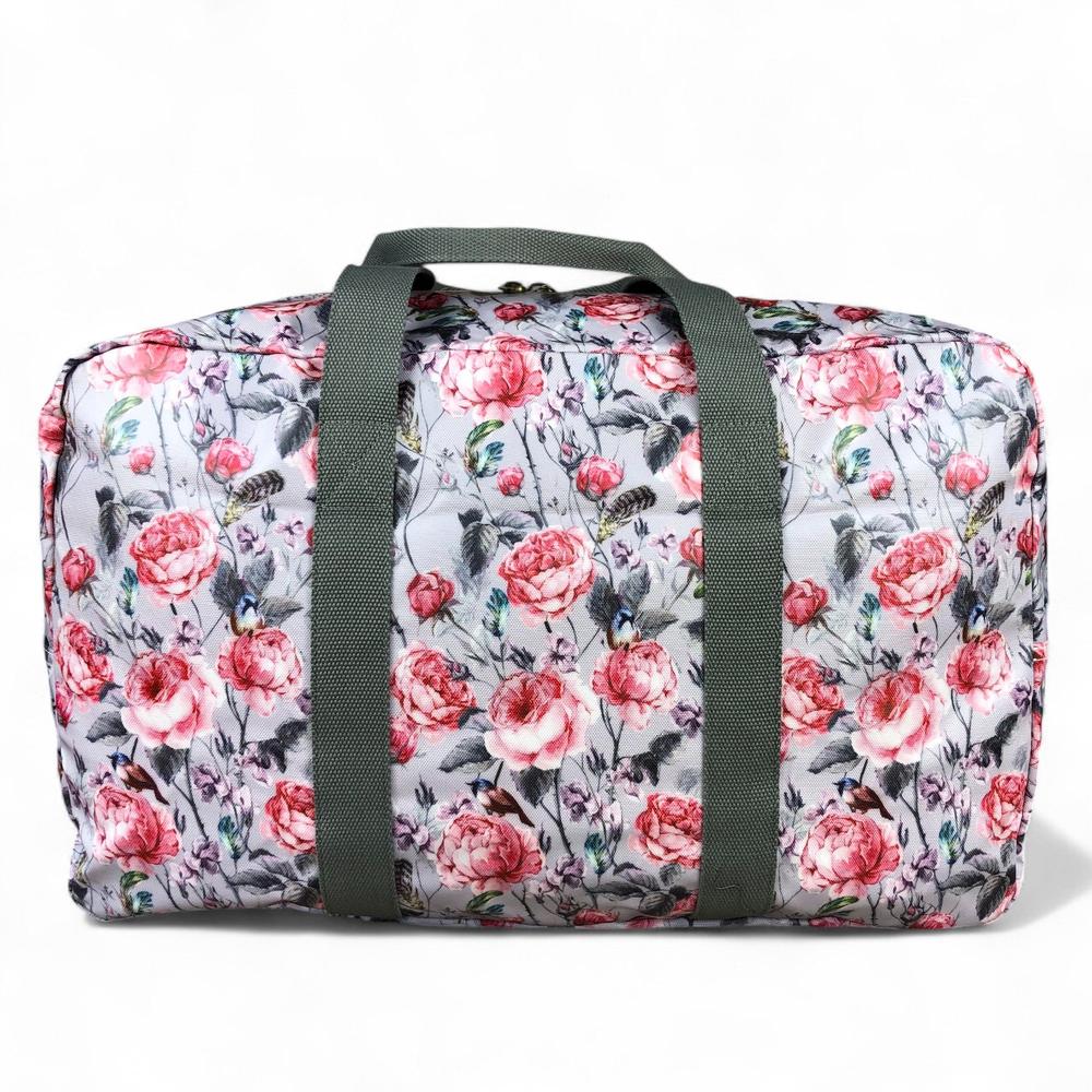 PINK FLORAL PVC Foldaway WEEKENDER Cotton Road Travel Bag