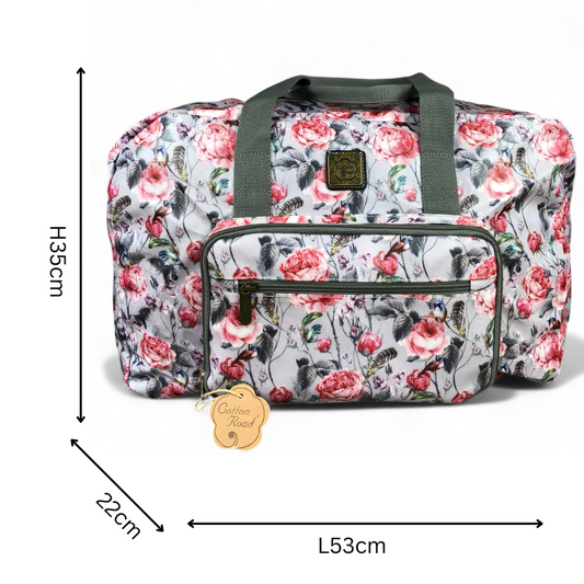 PINK FLORAL PVC Foldaway WEEKENDER Cotton Road Travel Bag