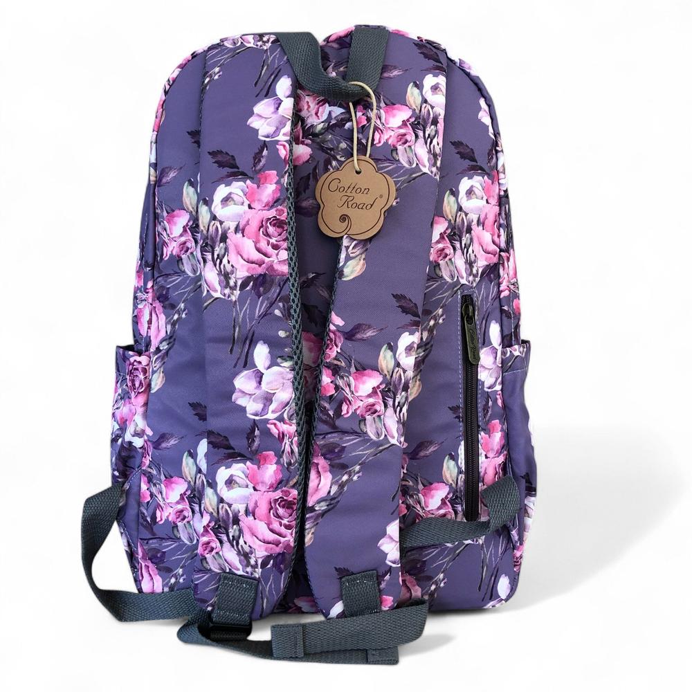 PURPLE FLORAL Canvas Cotton Road Backpack