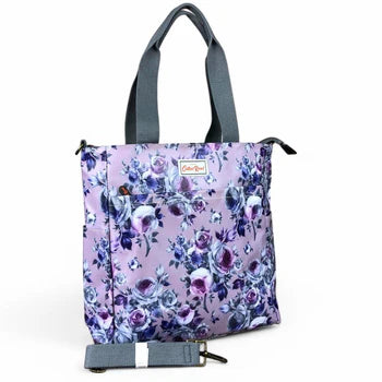 PURPLE Large FLORAL PVC Cotton Road Cooler Bag