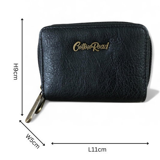 Small BLACK Cotton Road PU Leather Wallet