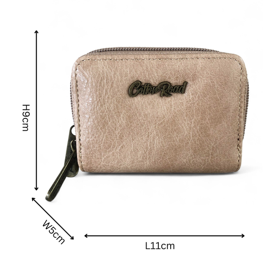 Small KHAKI Cotton Road PU Leather Wallet