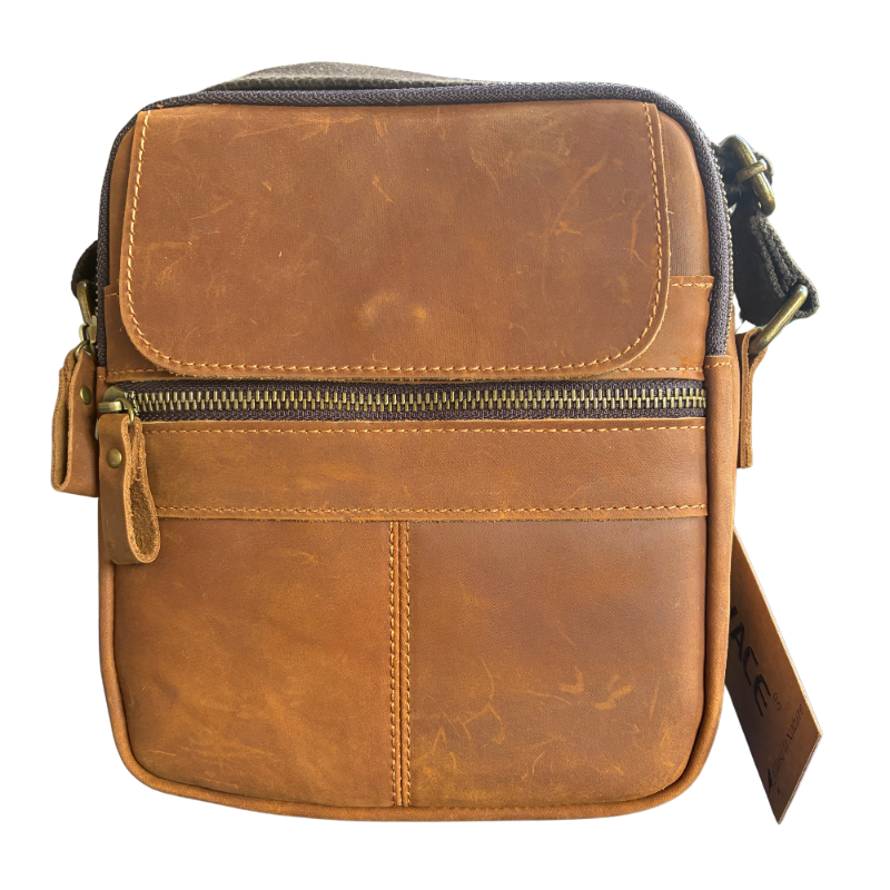 VIVACE SLING BAG: CHOCOLATE BROWN GENUINE Leather Messenger Bag FRONT