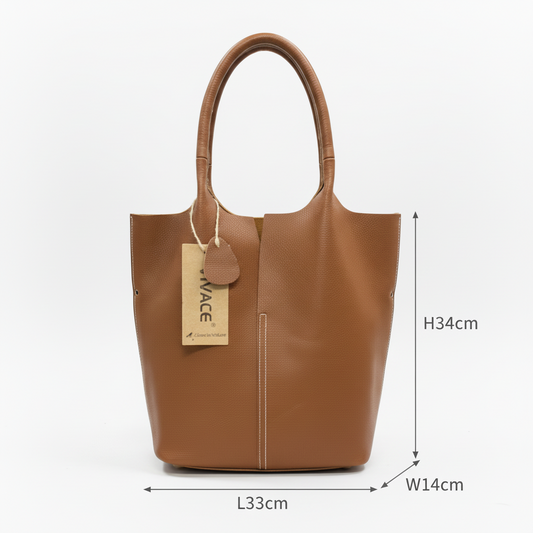 Vivace Handbag: Large TAN Genuine Leather Shopper Bag with TWIN Handles SIZED