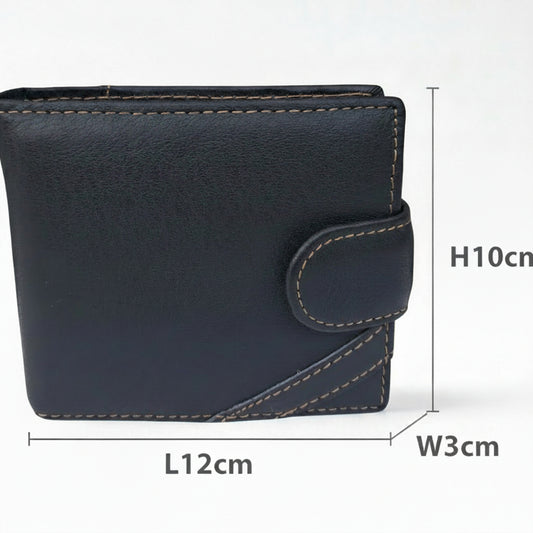 Vivace Men's Wallet: BLACK Genuine Leather Wallet with Clip and Inner Zip SIZE