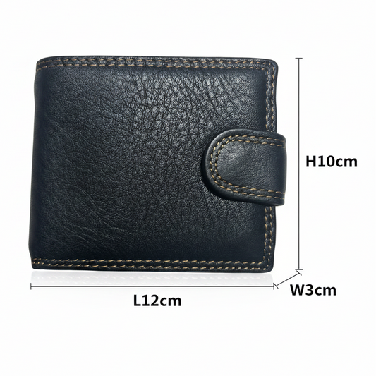 Vivace Men's Wallet: BLACK Genuine Leather with Clip SIZE