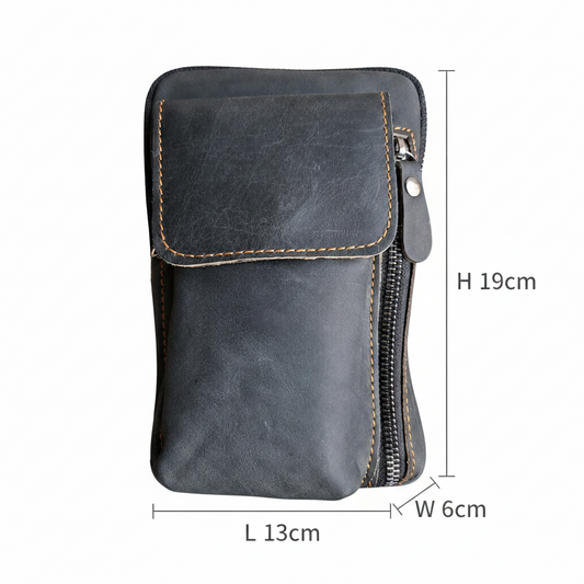 Vivace Mini Sling Bag: BLACK Genuine Leather Compact Crossbody with Adjustable Strap
