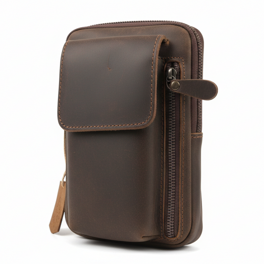 Vivace Mini Sling Bag: COFFEE BROWN Genuine Leather Compact Crossbody with Adjustable Strap