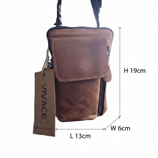 Vivace Mini Sling Bag: MUSTARD COLOR Genuine Leather Compact Crossbody with Adjustable Strap size