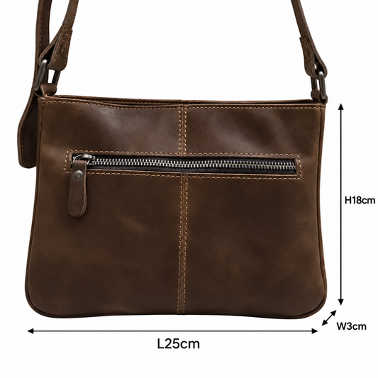 Vivace Sling Bag: BROWN Genuine Leather Crossbody Bag with Ornate Stitching SIZES