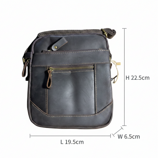 Vivace Sling Bag: DARK COFFEE BROWN Genuine Leather with Adjustable Strap SIZE