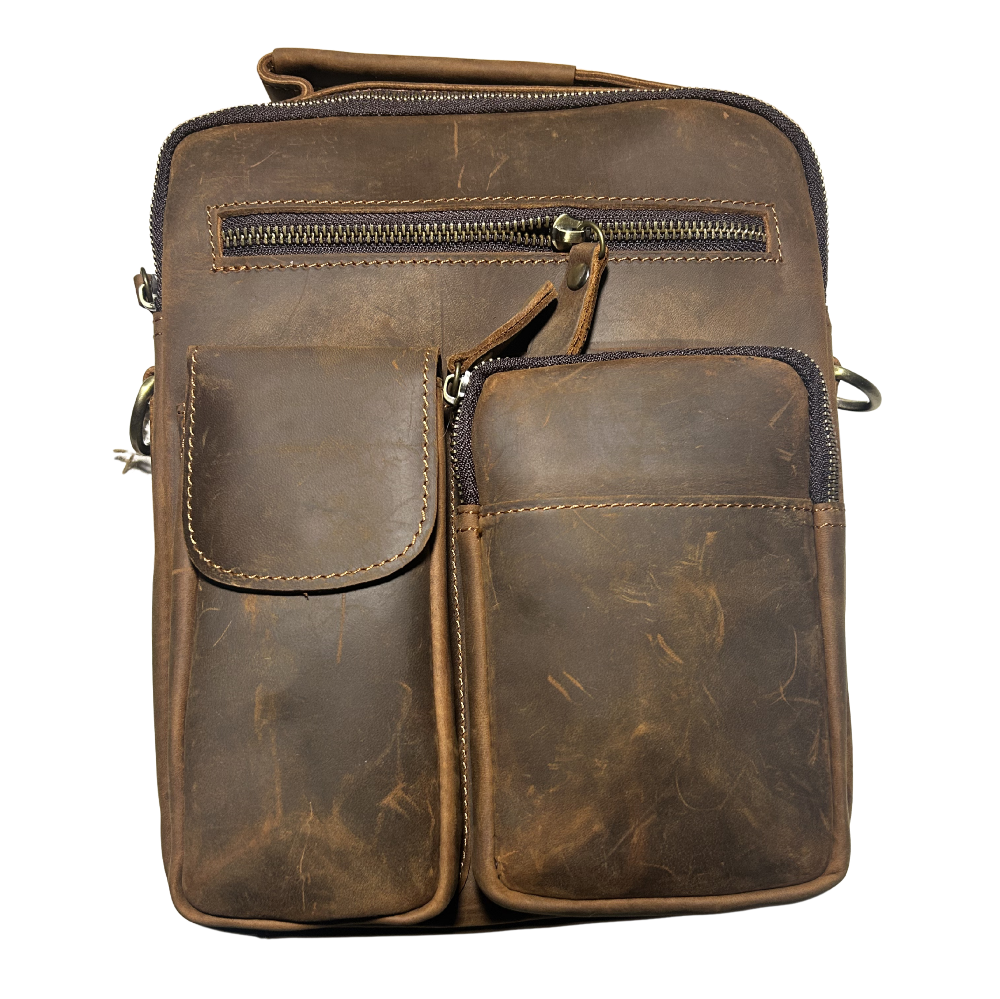 Vivace Sling Bag: LARGE COFFEE BROWN Genuine Leather Messenger Bag