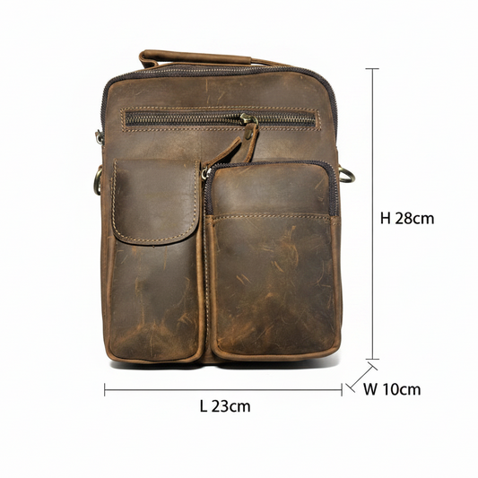 Vivace Sling Bag: LARGE COFFEE BROWN Genuine Leather Messenger Bag SIZED