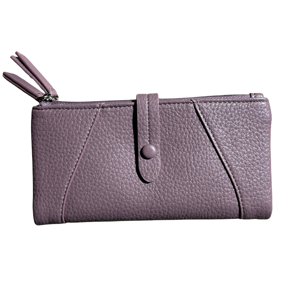 Vivace Wallet: Large PURPLE Soft PU Leather Textured Organiser front