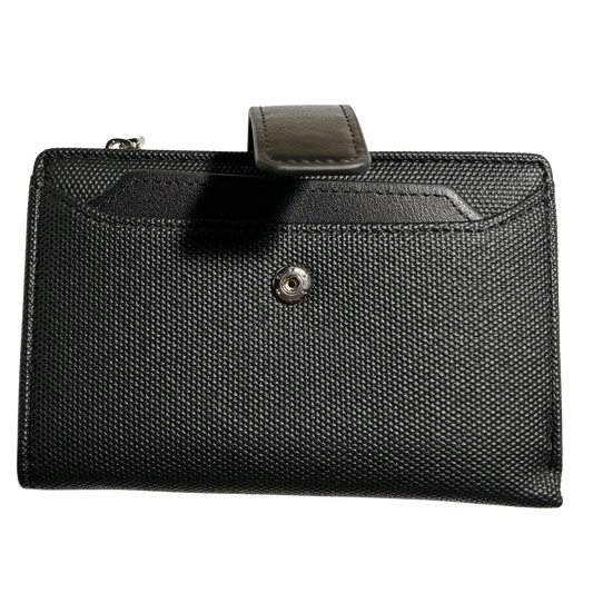 Vivace Wallet: Medium BLACK Soft Canvas Purse with PU Leather Trim