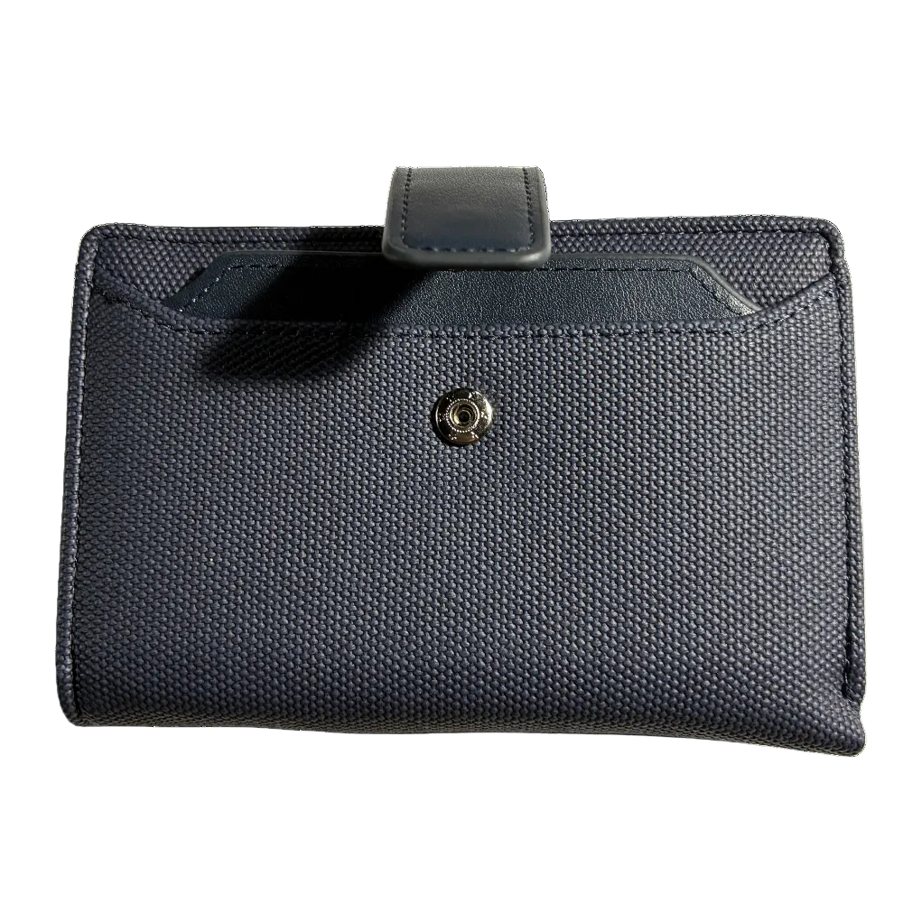 Vivace Wallet: Medium BLUE Soft Canvas Purse with PU Leather Trim