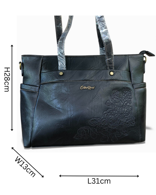 Cotton Road black PU leather handbag size view