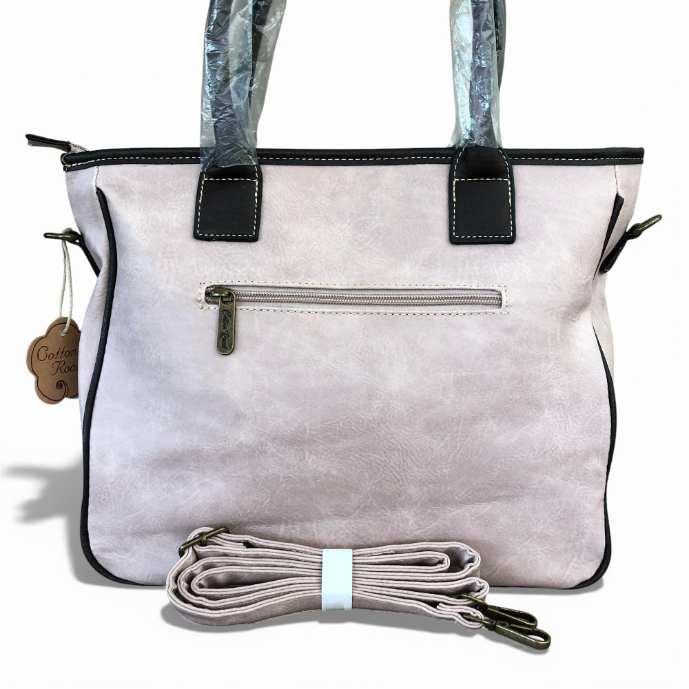 Cotton Road pale pink handbag rear zip pocket detail