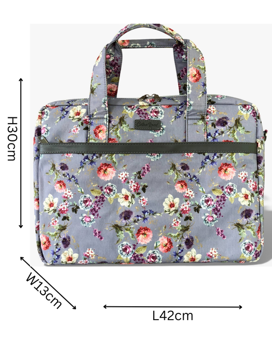 Cotton Road grey canvas laptop bag sized