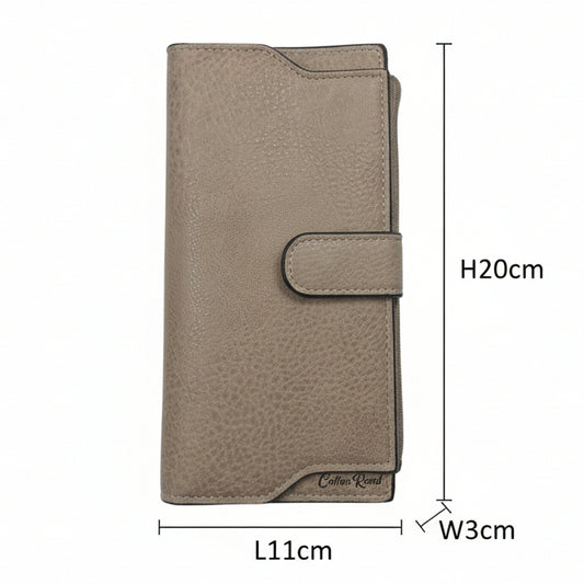 Cotton Road Wallet: Large IVORY/ BEIGE PU Leather Wallet with CLIP SIZE