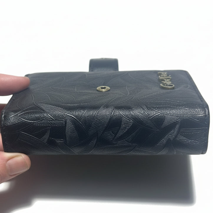 Cotton Road Wallet: Medium BLACK embossed PU Leather Wallet closed back view