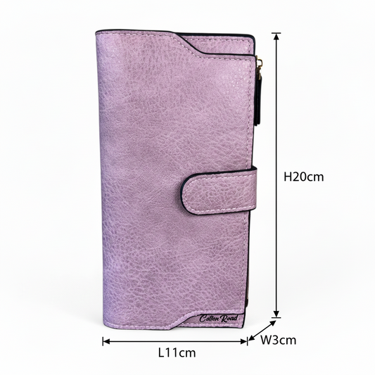 Cotton Road Wallet: Large PInk PU Leather Wallet with CLIP SIZE