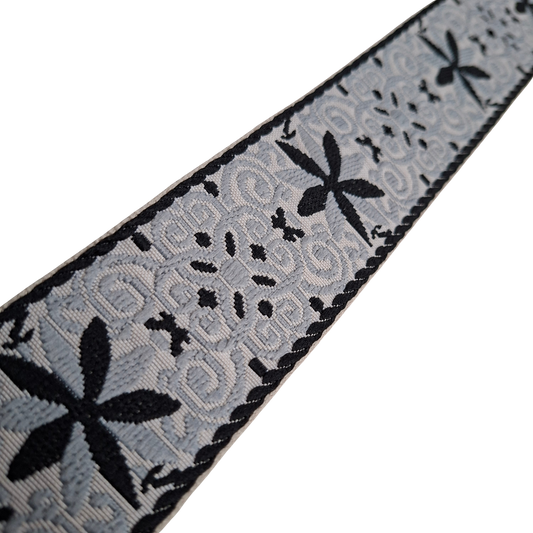 Cotton Road Adjustable Bag Strap: WHITE & BLACK Pattern with Logo Detail