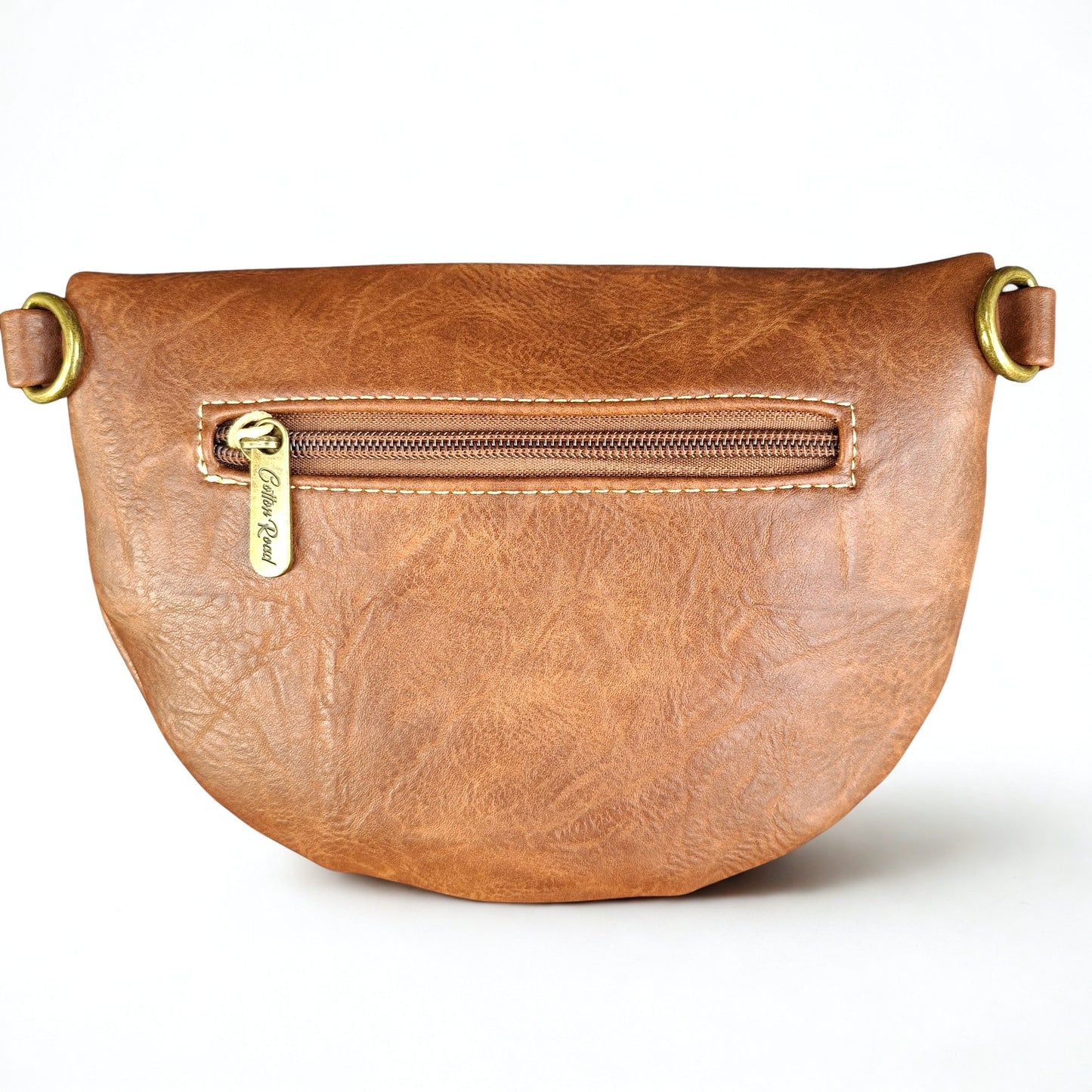Cotton Road Sling Bag: BROWN PU Leather Crossbody Bag with Woven Strap