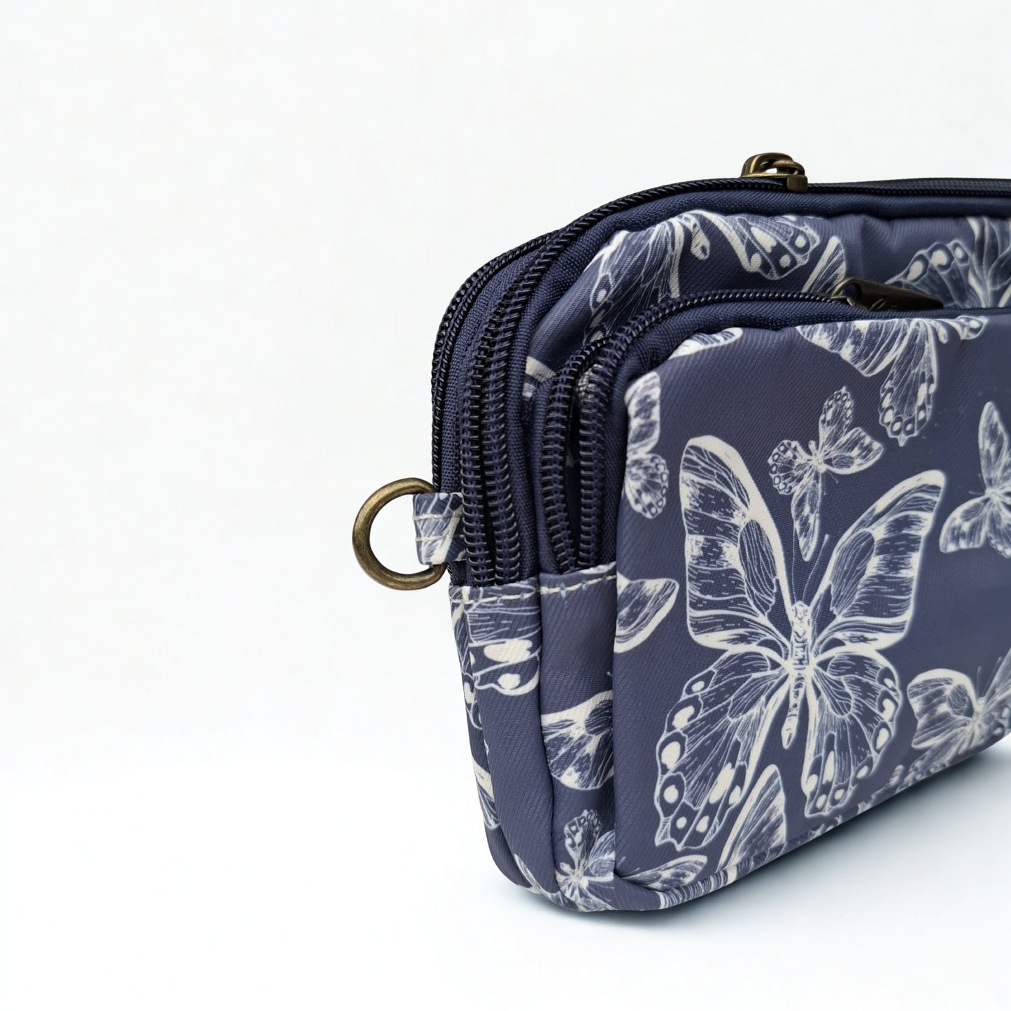 Cotton Road Sling Bag: DARK BLUE Canvas Mini Sling Bag with BUTTERFLY MOTIF
