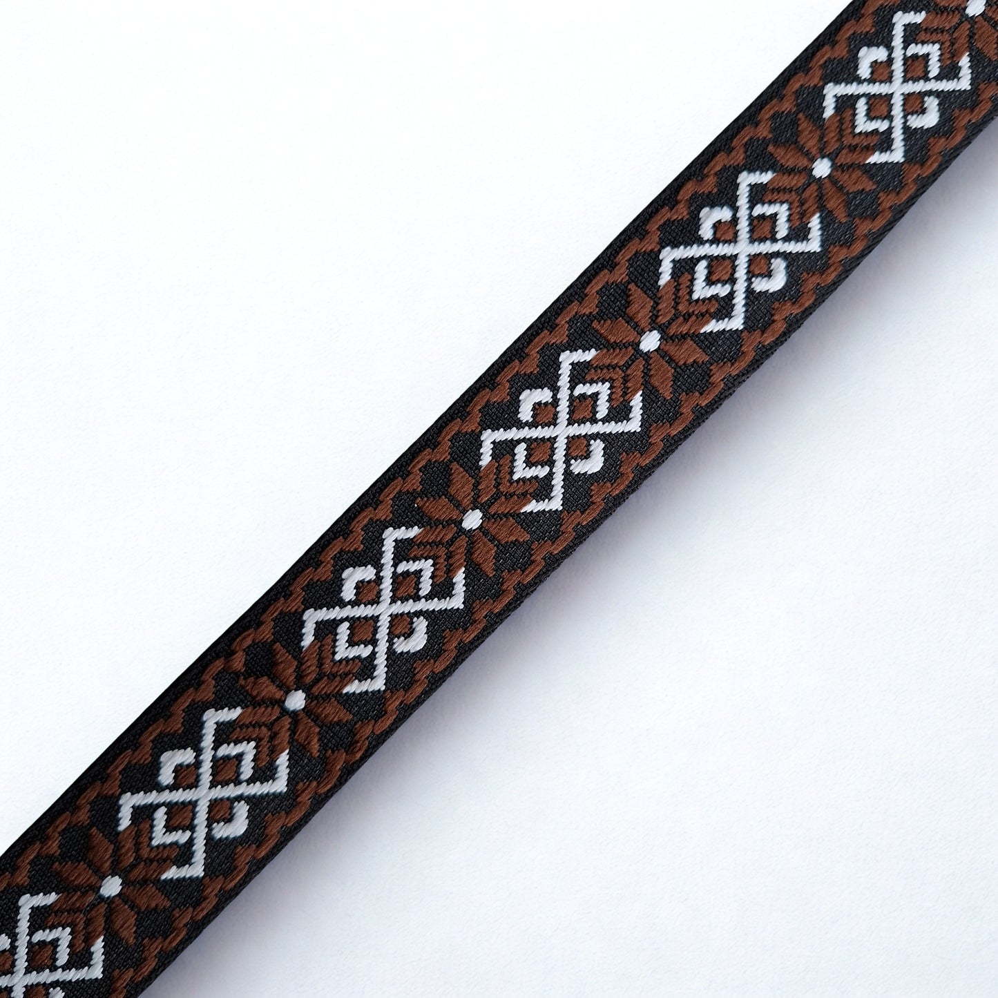 Adjustable Bag Strap: BLACK on DARK BROWN Pattern