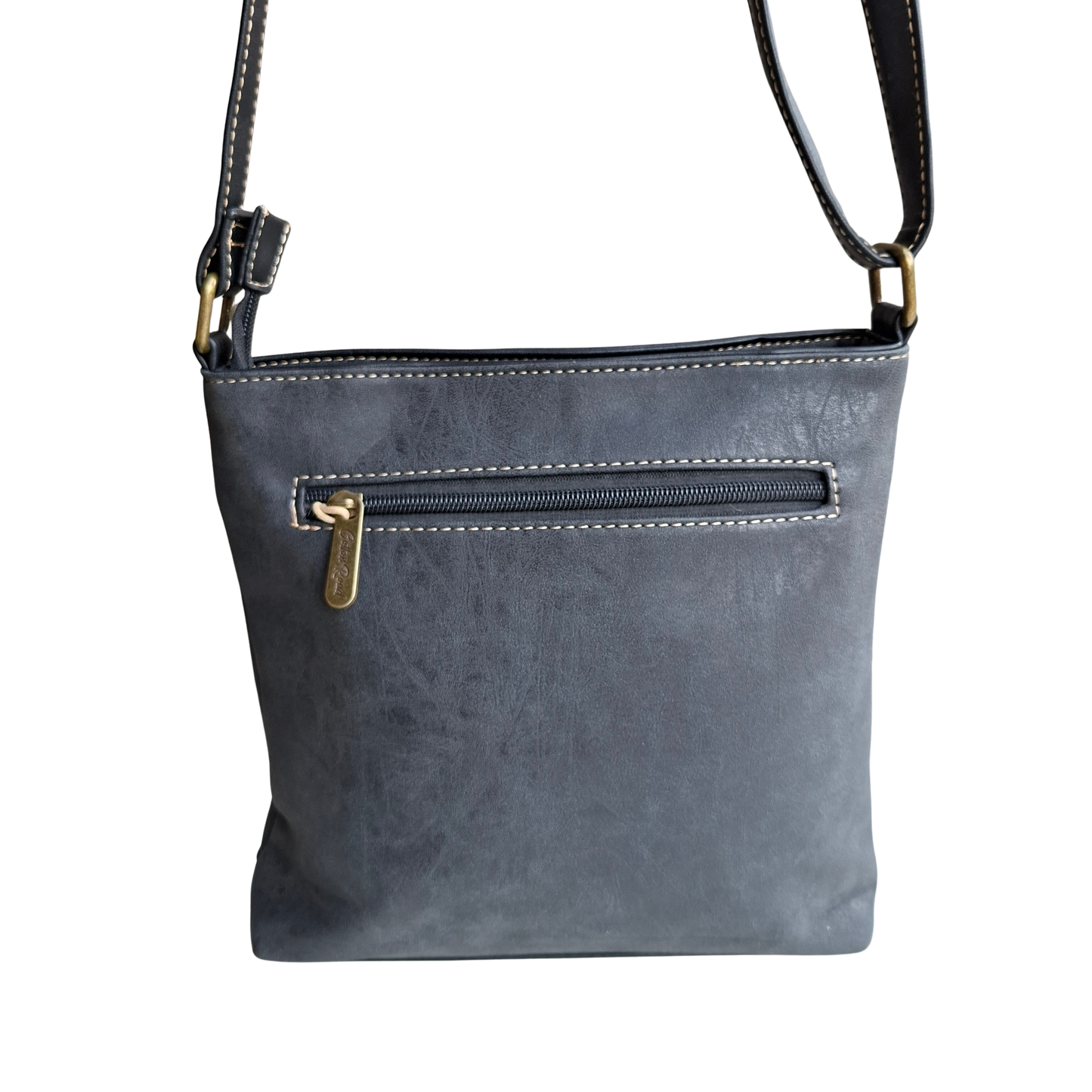 Cotton Road Sling Bag: BLACK PU Leather with Embossed Protea