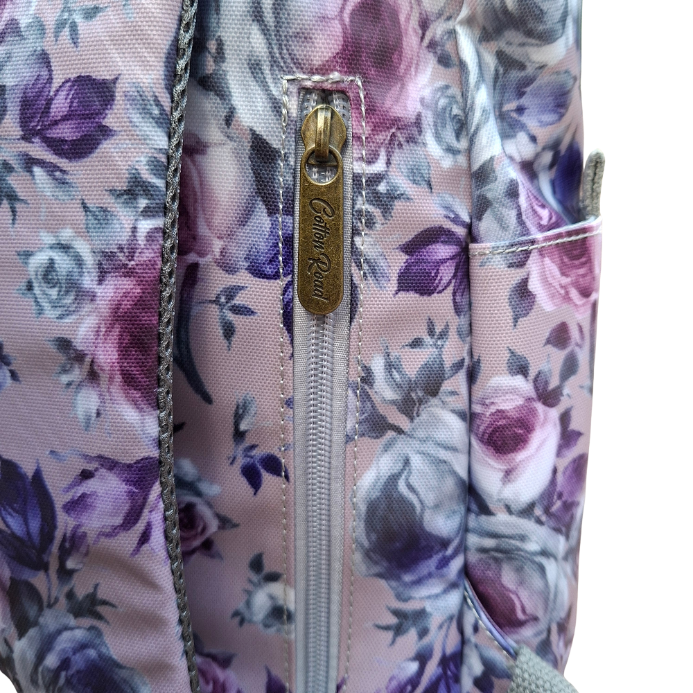 Cotton Road Backpack: LILAC PVC 15.6" Laptop Backpack with Floral Print