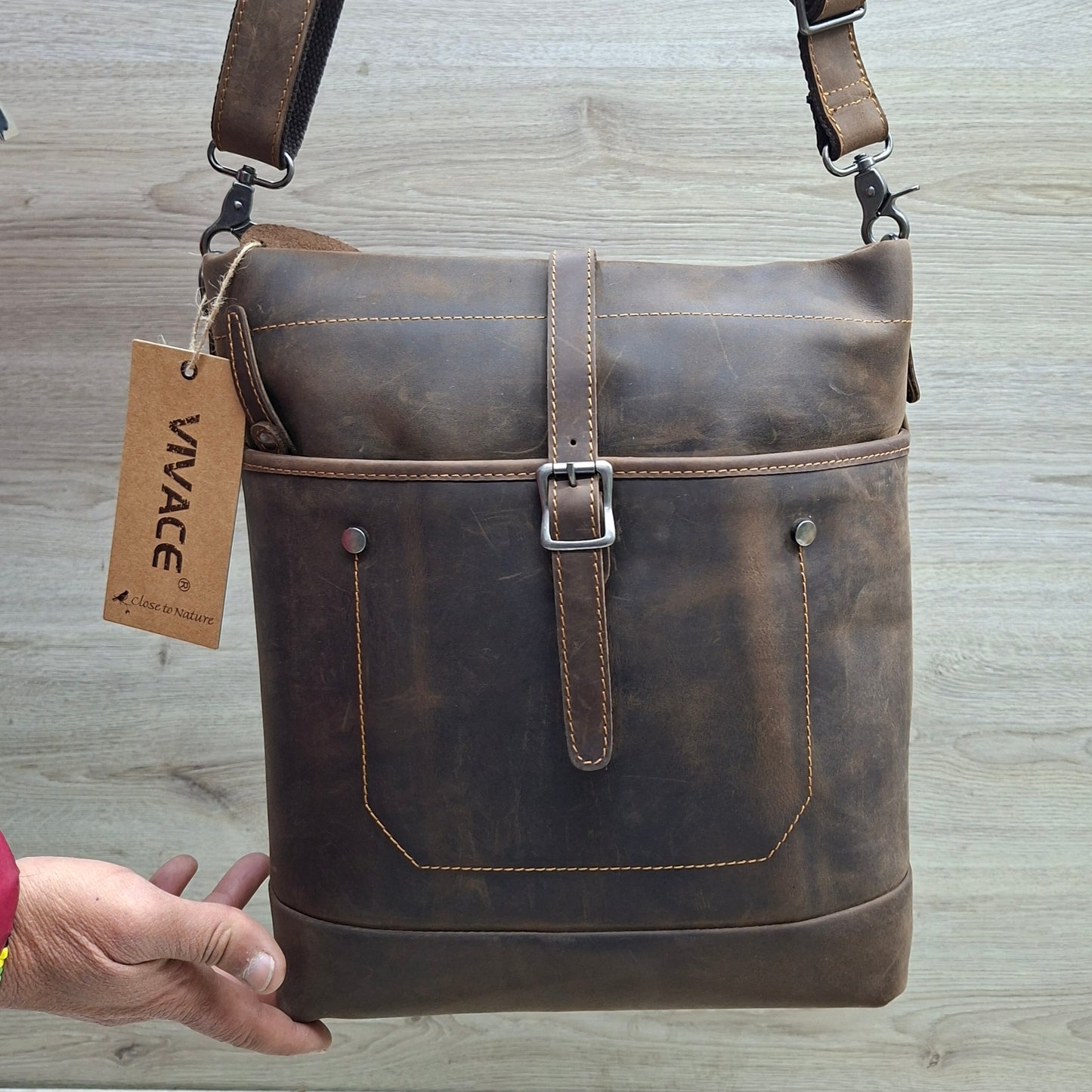 VIVACE SLING BAG: MOCHA BROWN Genuine Leather Messenger Bag