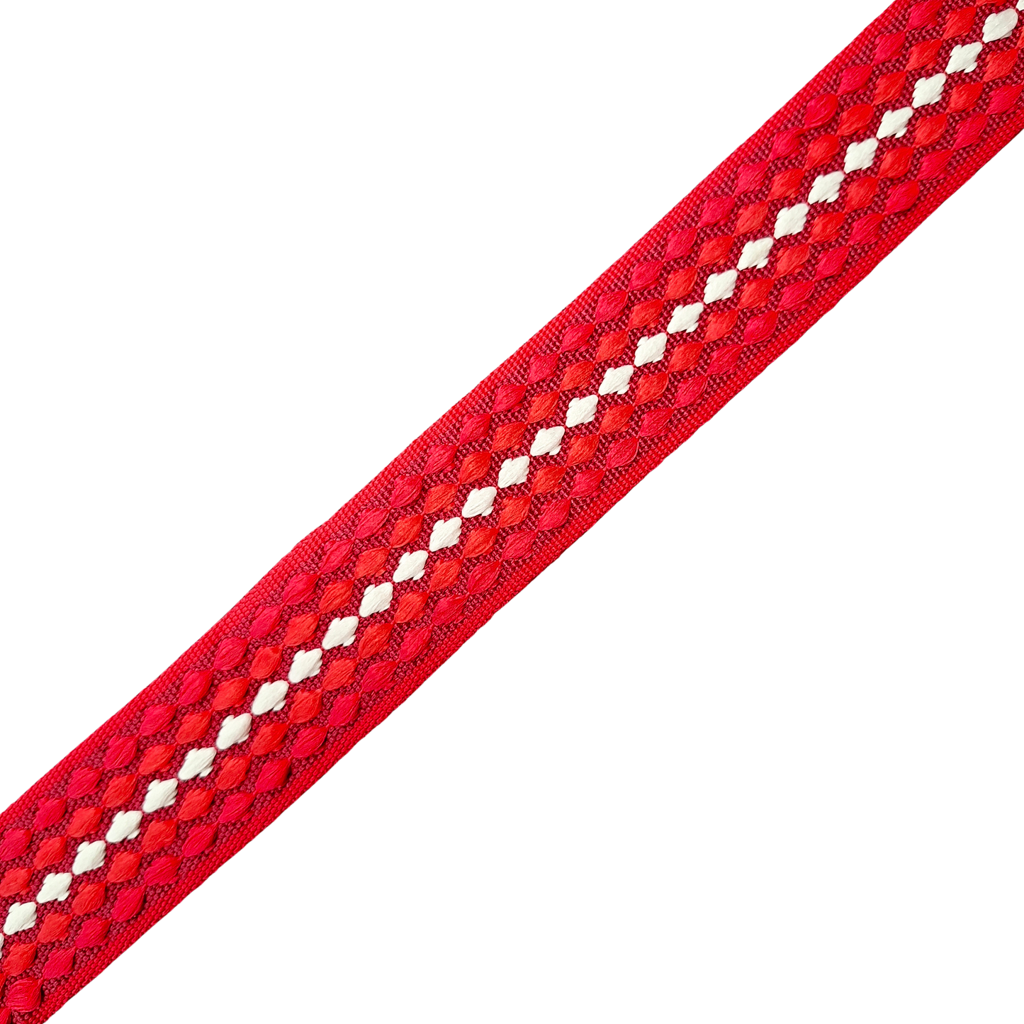 Adjustable Bag Strap: WHITE on RED Textured Pattern