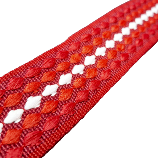 Adjustable Bag Strap: WHITE on RED Textured Pattern