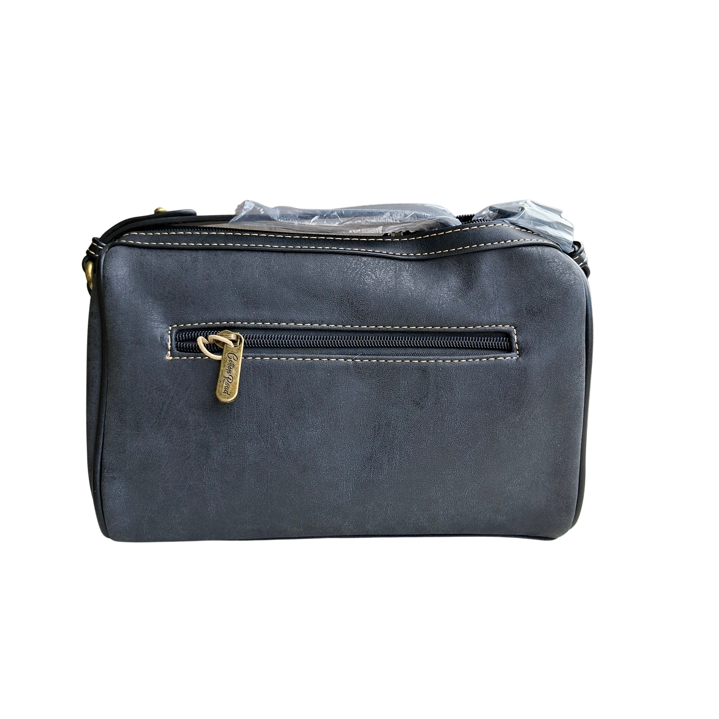 Cotton Road Sling Bag: BLACK PU Leather with Embossed PROTEA and BRANDED Strap
