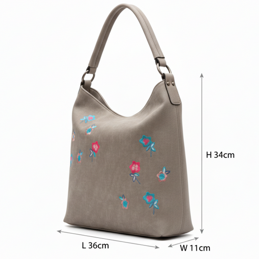 Vivace Handbag: Large KHAKI Spring Blossom Tote bag